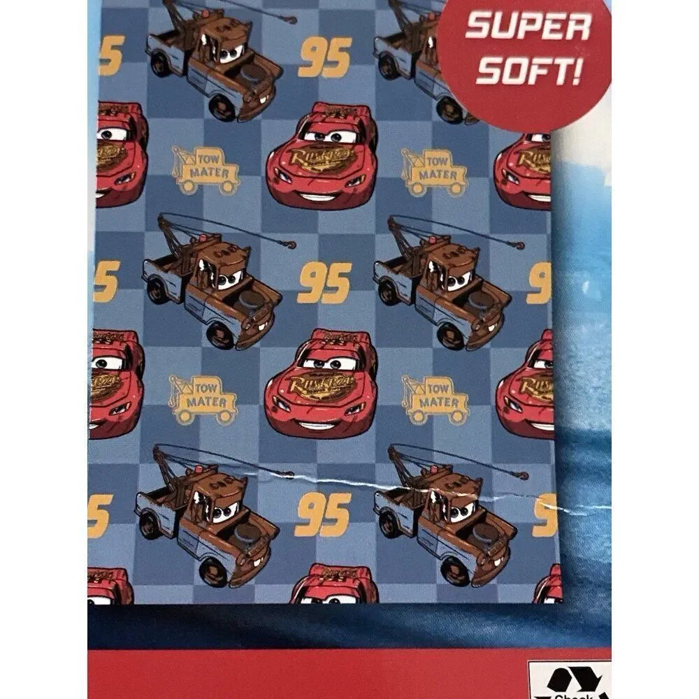 DISNEY Pixar CARS LIGHTNING MCQUEEN 95 Tow Mater Throw‎ Blanket 50 X 70” NEW